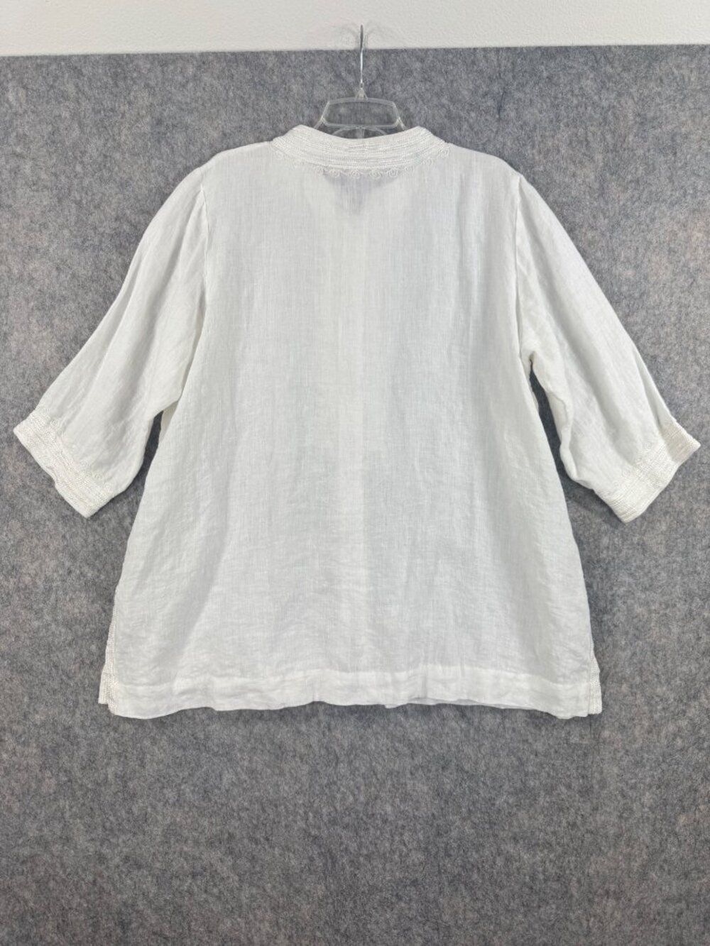 Soft Surroundings White Linen Zip Up Top Embroidered Knots 2X? - Picture 11 of 16